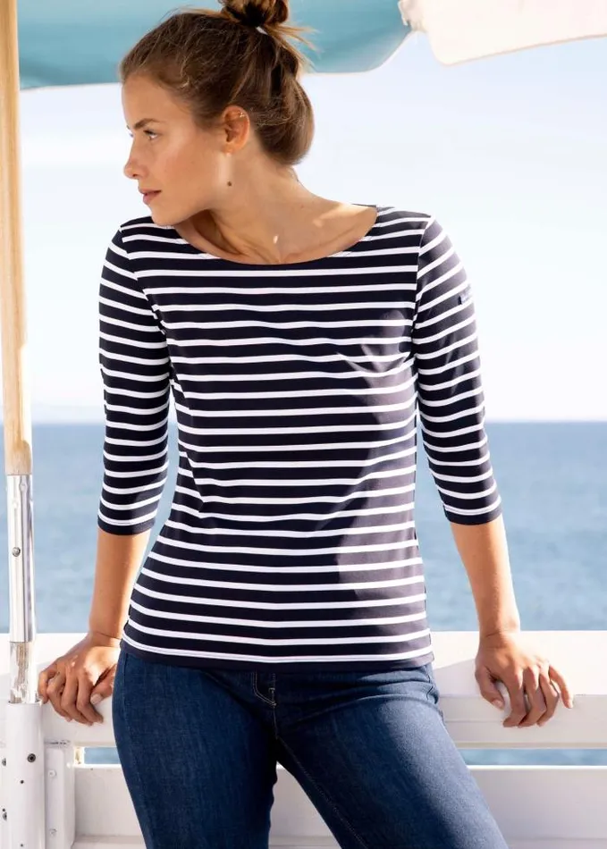Women The AntiUV Stripes Collection Saint James GARDECOTE III Navy White