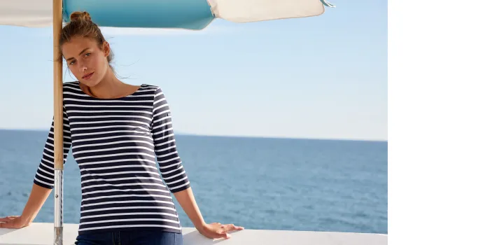 Women The AntiUV Stripes Collection Saint James GARDECOTE III Navy White
