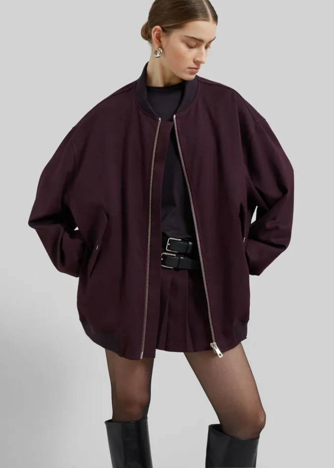 Women The Frankie Shop Astra Bomber Jacket 8211 Burgundy Burgundy