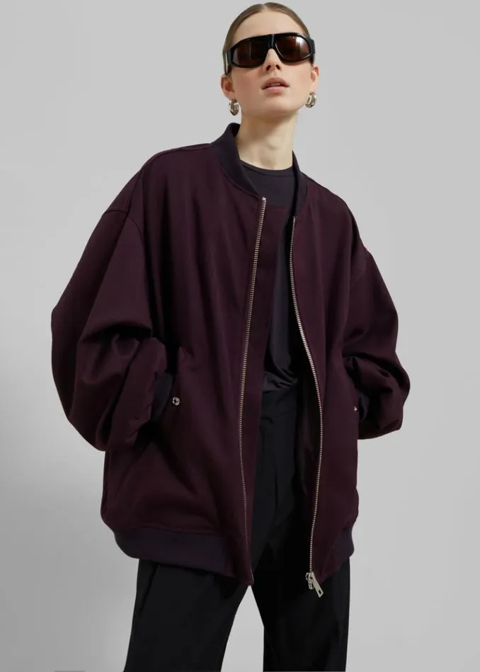 Women The Frankie Shop Astra Bomber Jacket 8211 Burgundy Burgundy