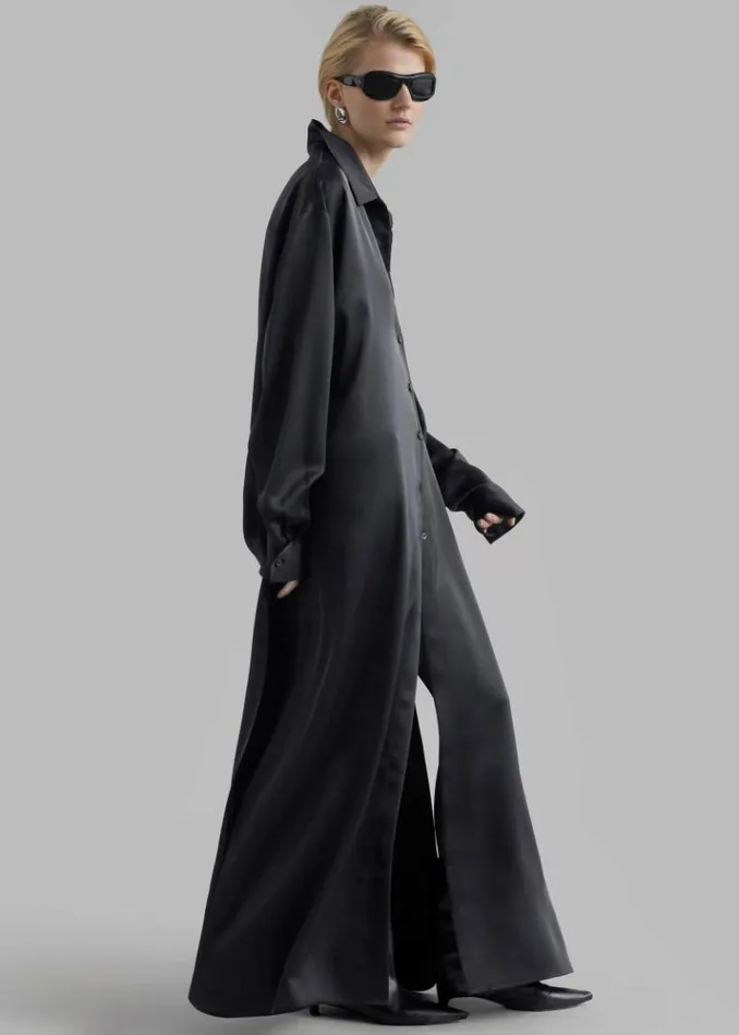 Women The Frankie Shop Avery Satin Shirt Dress 8211 Black Black