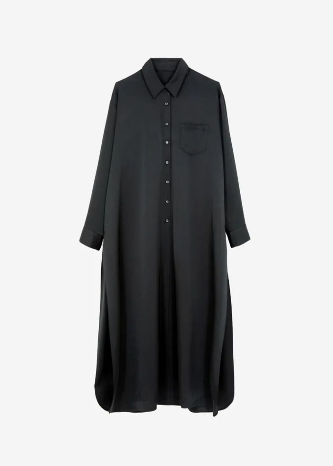 Women The Frankie Shop Avery Satin Shirt Dress 8211 Black Black