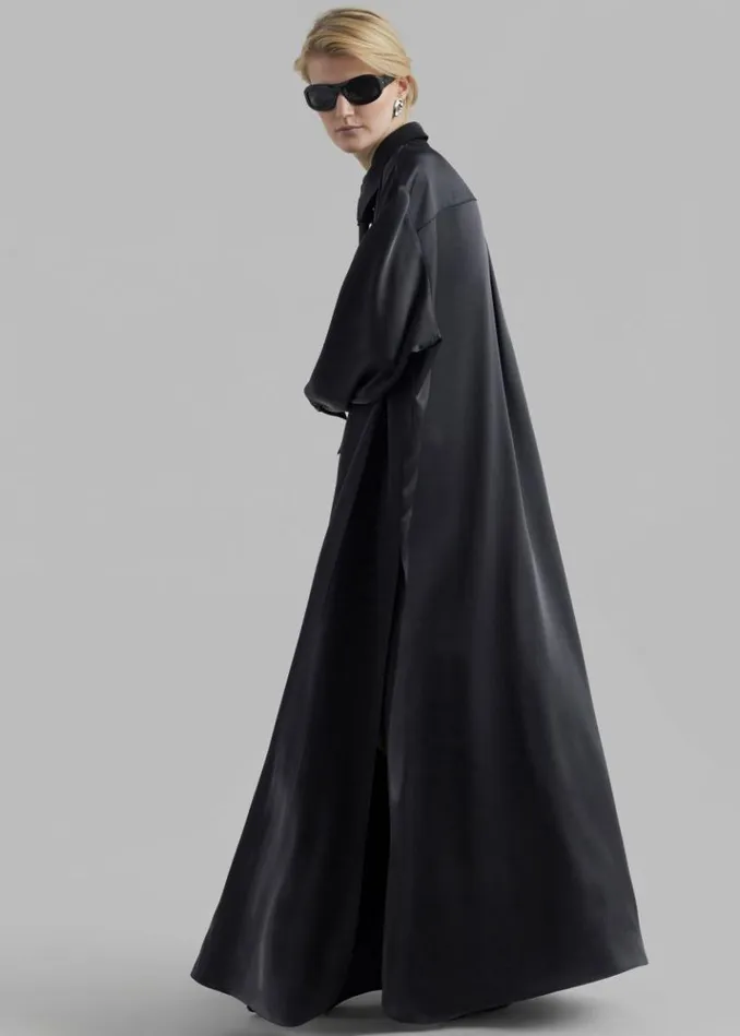 Women The Frankie Shop Avery Satin Shirt Dress 8211 Black Black
