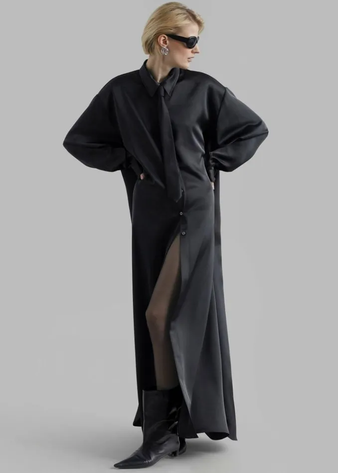 Women The Frankie Shop Avery Satin Shirt Dress 8211 Black Black