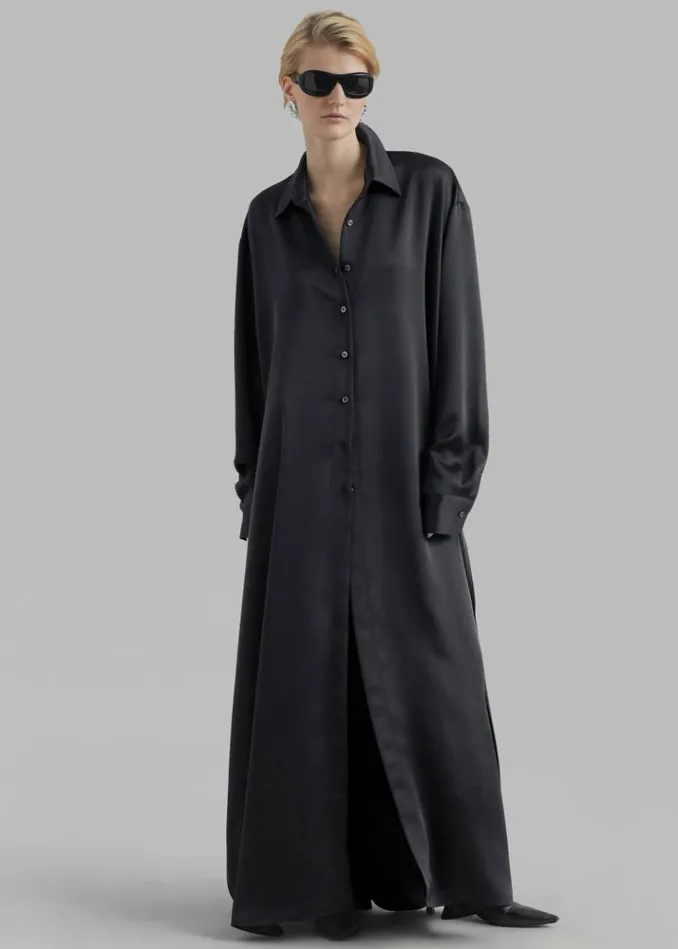 Women The Frankie Shop Avery Satin Shirt Dress 8211 Black Black