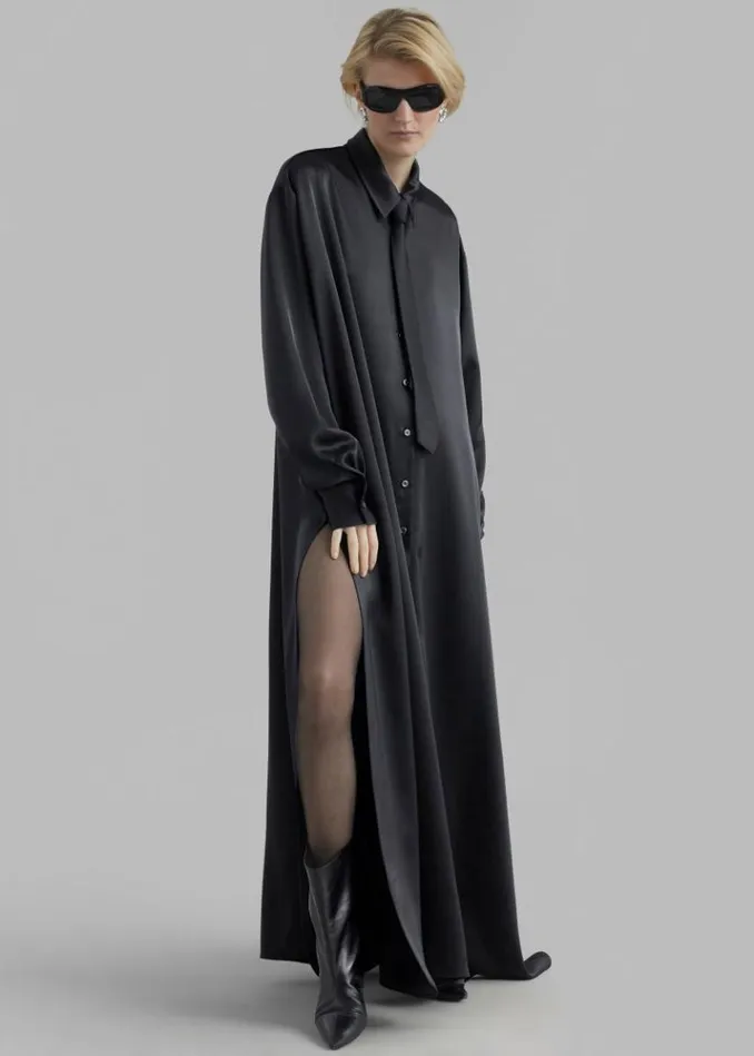 Women The Frankie Shop Avery Satin Shirt Dress 8211 Black Black