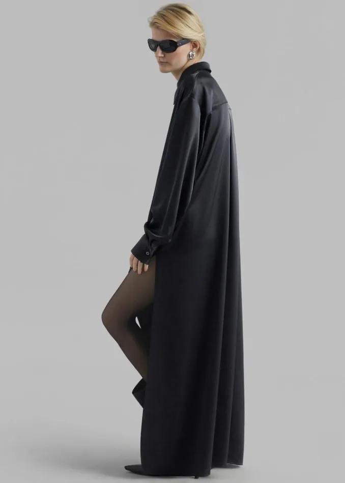 Women The Frankie Shop Avery Satin Shirt Dress 8211 Black Black