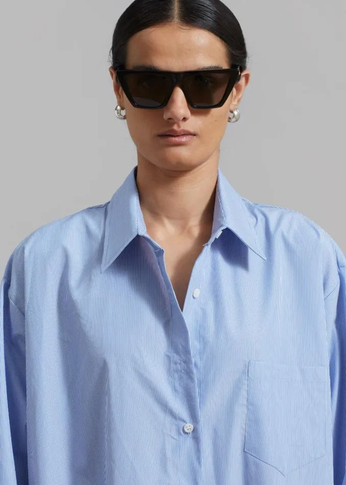 Women The Frankie Shop Avery Shirt Dress 8211 Blue Stripe Blue Stripe