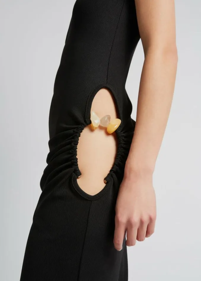 Women The Frankie Shop Christopher Esber Ruched Quartz Hip Tank Dress 8211 BlackYellow Stones Blackyellow Stones