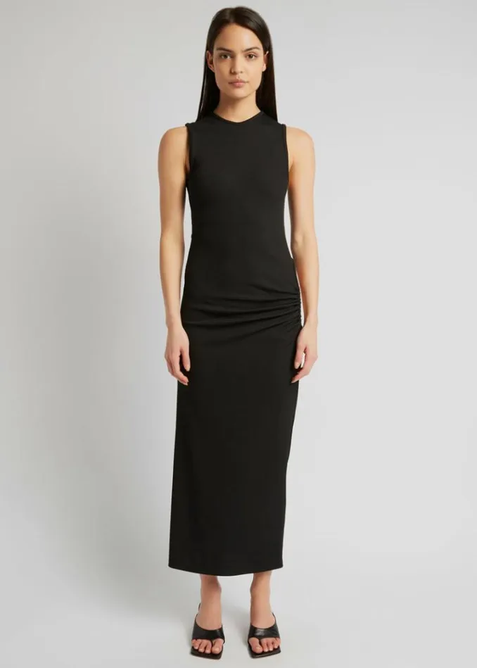Women The Frankie Shop Christopher Esber Ruched Quartz Hip Tank Dress 8211 BlackYellow Stones Blackyellow Stones