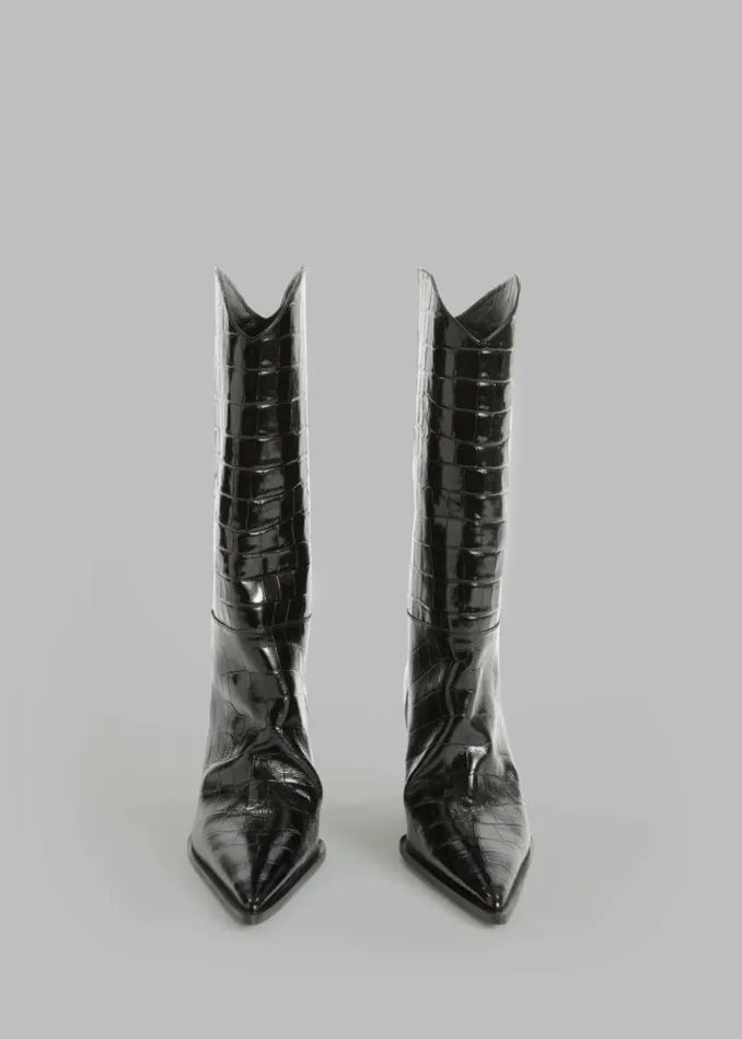 Women The Frankie Shop Coperni Crocodile Bridge Cowboy Boots 8211 Black Black
