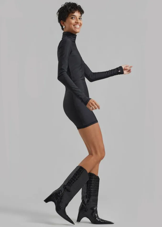 Women The Frankie Shop Coperni Crocodile Bridge Cowboy Boots 8211 Black Black