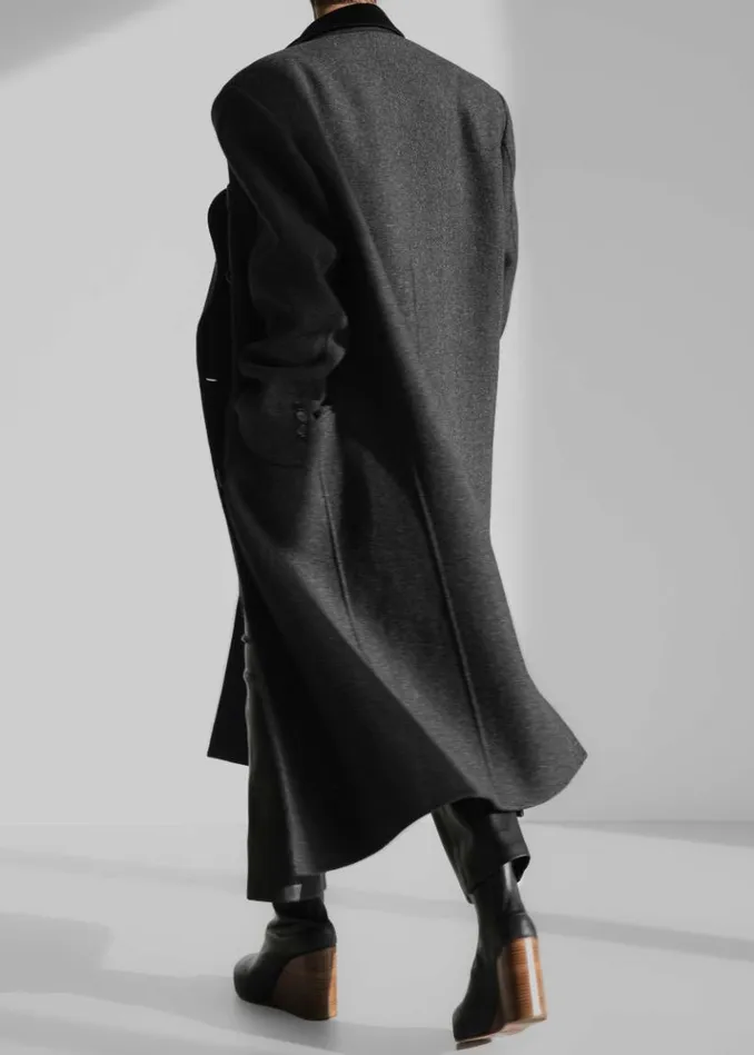 Women The Frankie Shop Dolly Contrast Collar Coat 8211 Dark Grey Melange Dark Grey Melange