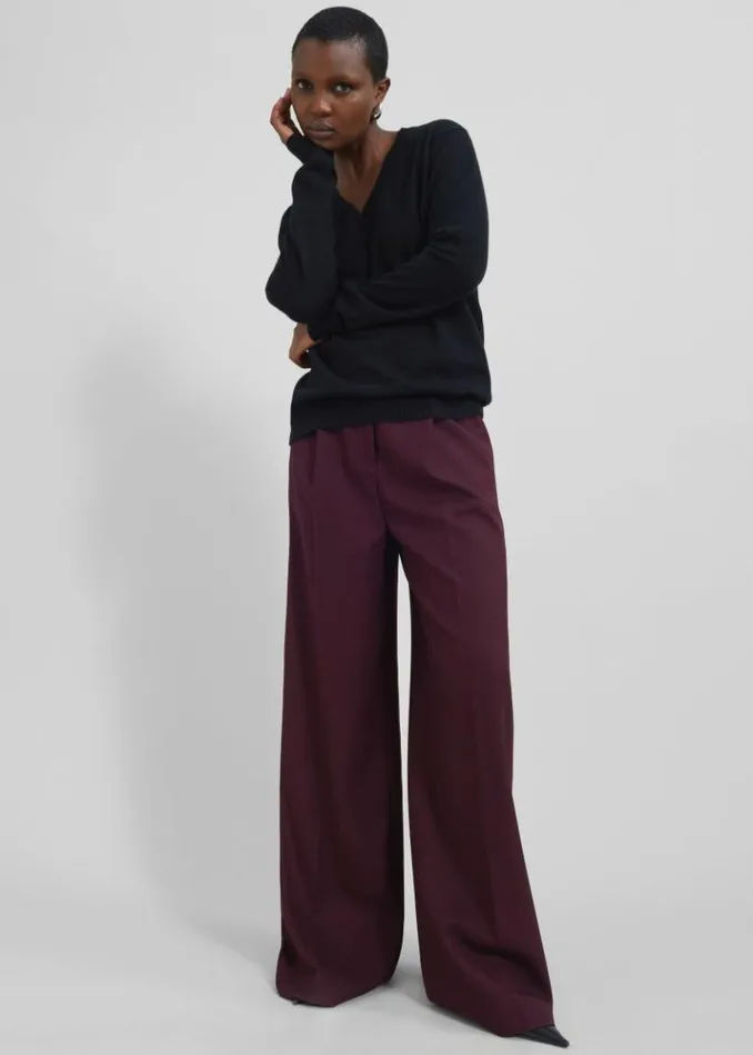 Women The Frankie Shop Kamila Wide Leg Trousers 8211 Burgundy Burgundy