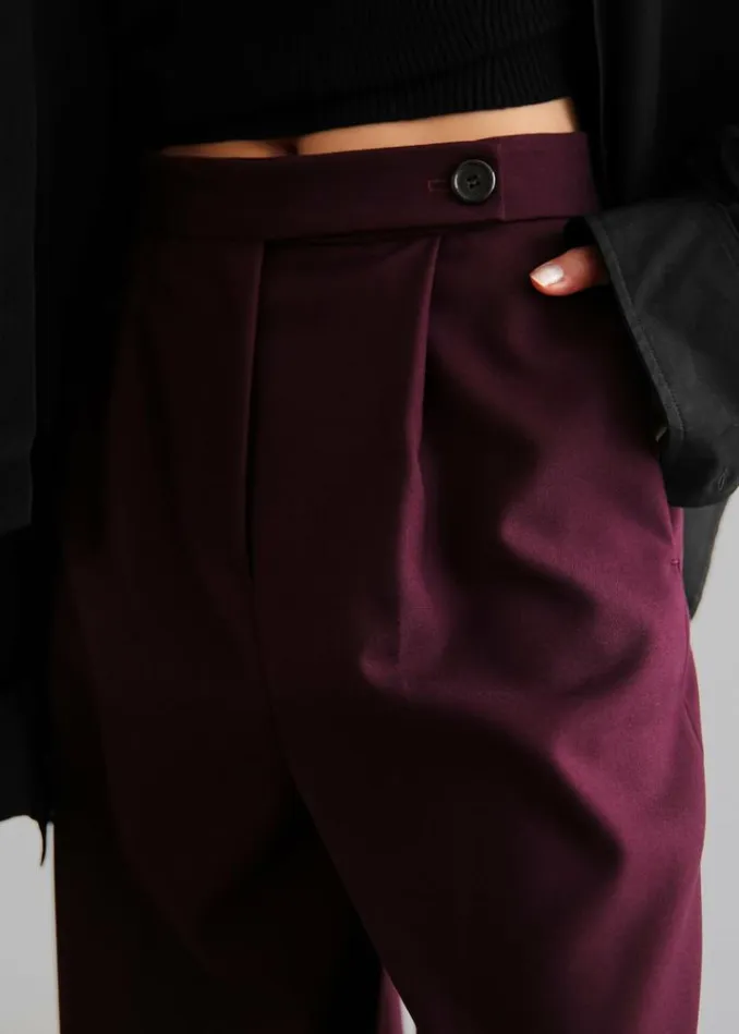 Women The Frankie Shop Kamila Wide Leg Trousers 8211 Burgundy Burgundy