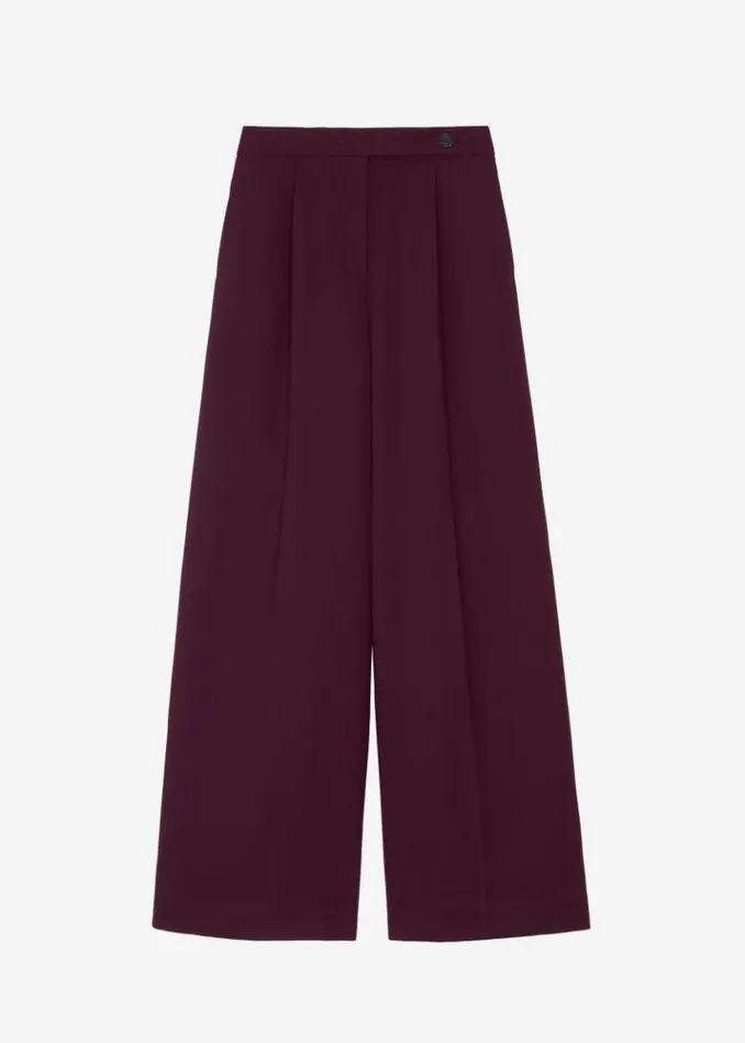 Women The Frankie Shop Kamila Wide Leg Trousers 8211 Burgundy Burgundy
