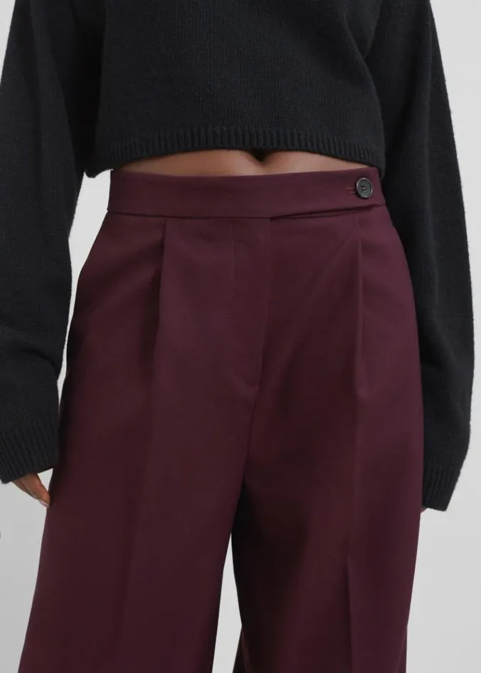 Women The Frankie Shop Kamila Wide Leg Trousers 8211 Burgundy Burgundy