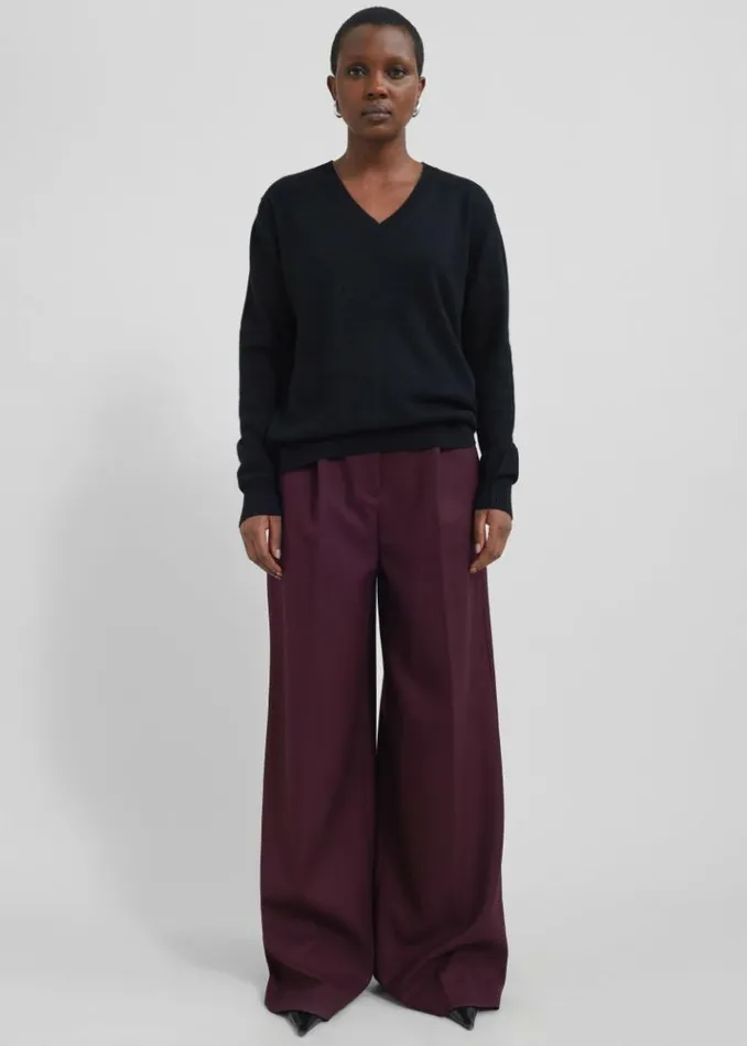Women The Frankie Shop Kamila Wide Leg Trousers 8211 Burgundy Burgundy