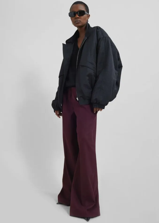 Women The Frankie Shop Kamila Wide Leg Trousers 8211 Burgundy Burgundy
