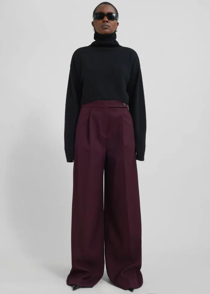 Women The Frankie Shop Kamila Wide Leg Trousers 8211 Burgundy Burgundy