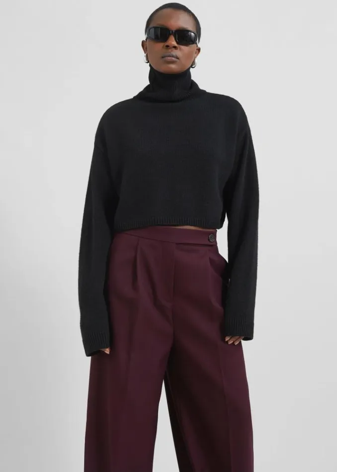 Women The Frankie Shop Kamila Wide Leg Trousers 8211 Burgundy Burgundy