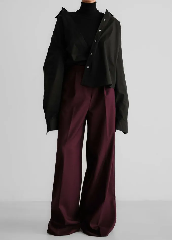 Women The Frankie Shop Kamila Wide Leg Trousers 8211 Burgundy Burgundy