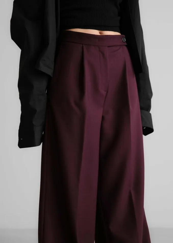 Women The Frankie Shop Kamila Wide Leg Trousers 8211 Burgundy Burgundy