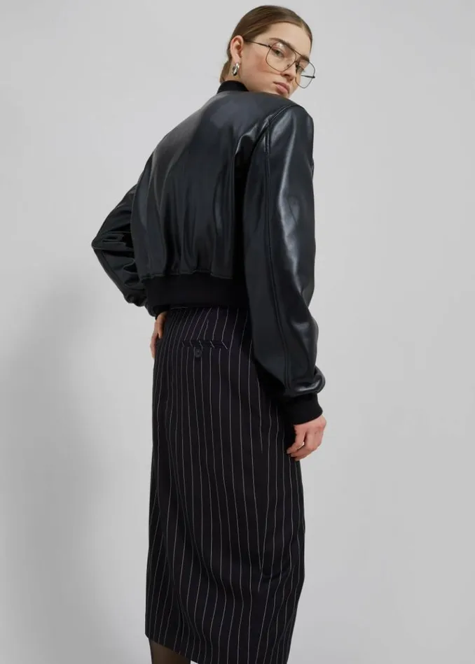 Women The Frankie Shop Micky Faux Leather Cropped Bomber 8211 Black Black