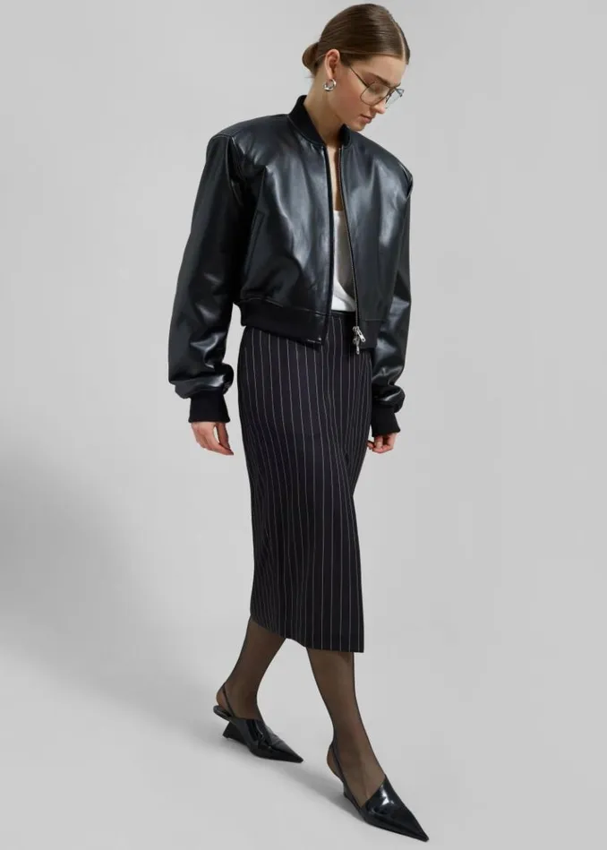 Women The Frankie Shop Micky Faux Leather Cropped Bomber 8211 Black Black