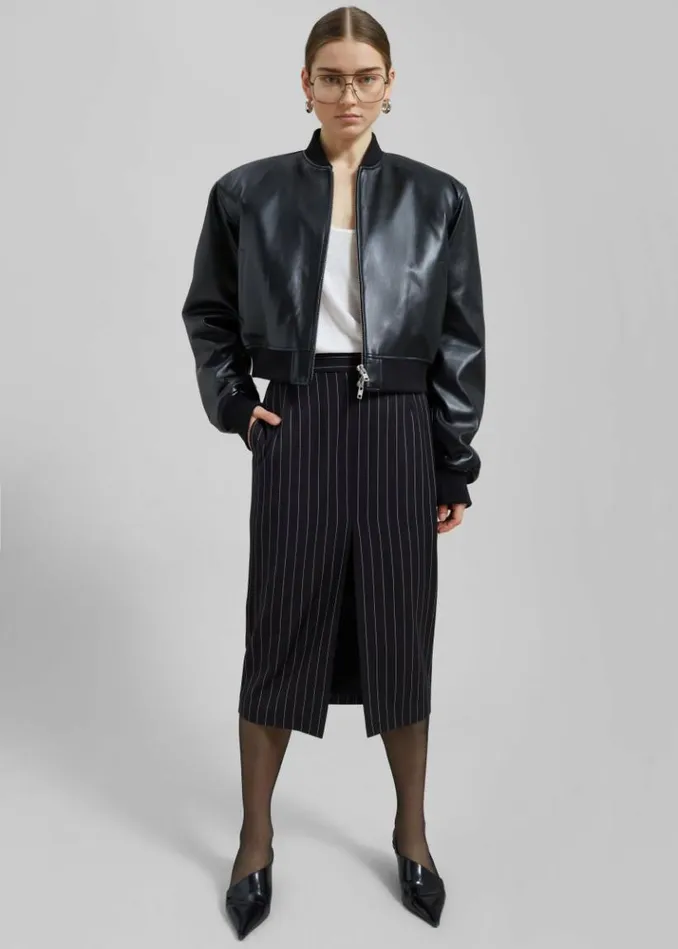 Women The Frankie Shop Micky Faux Leather Cropped Bomber 8211 Black Black