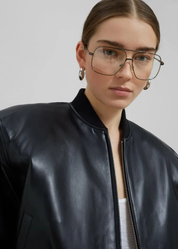 Women The Frankie Shop Micky Faux Leather Cropped Bomber 8211 Black Black