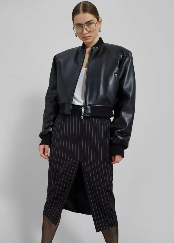 Women The Frankie Shop Micky Faux Leather Cropped Bomber 8211 Black Black