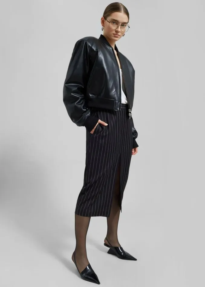 Women The Frankie Shop Micky Faux Leather Cropped Bomber 8211 Black Black