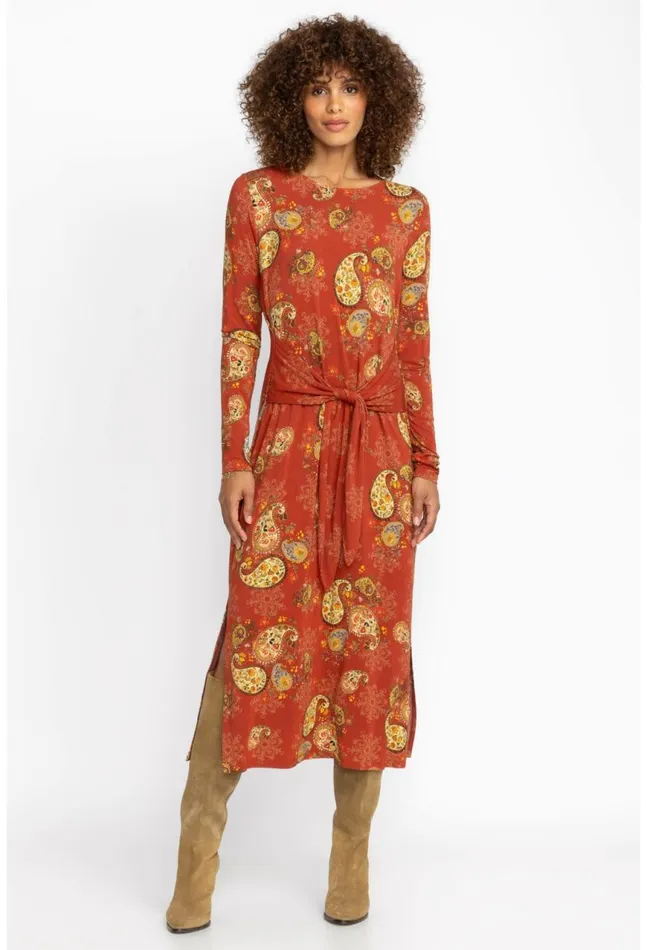 Women The Janie Favorite Long Sleeve Tie Front Knit Dress Paisley Lace Johnny Was Dresses