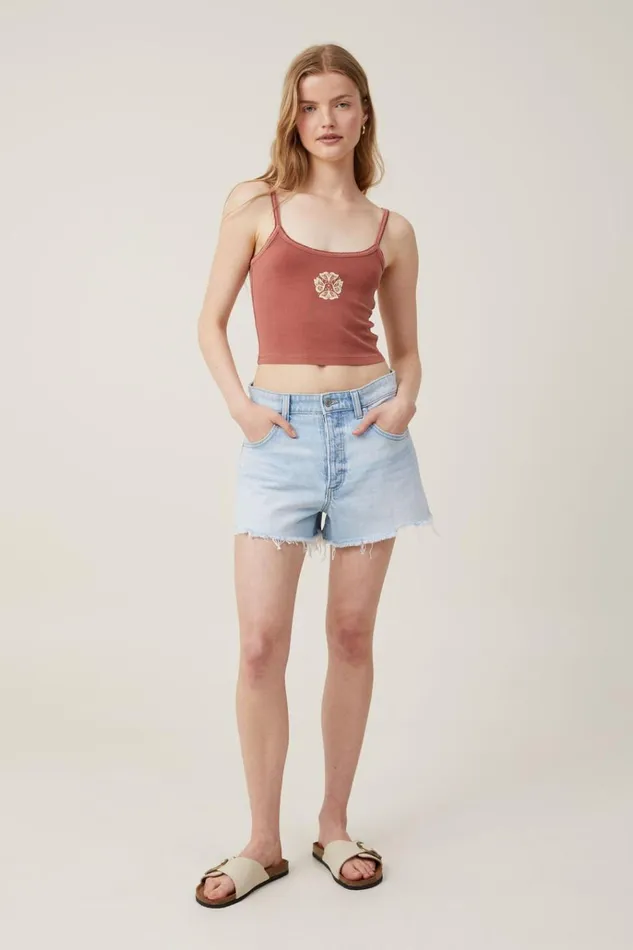 Women Tops Cotton On 90 S Graphic Strappy Cami Butterfly Kissesdark Sepia