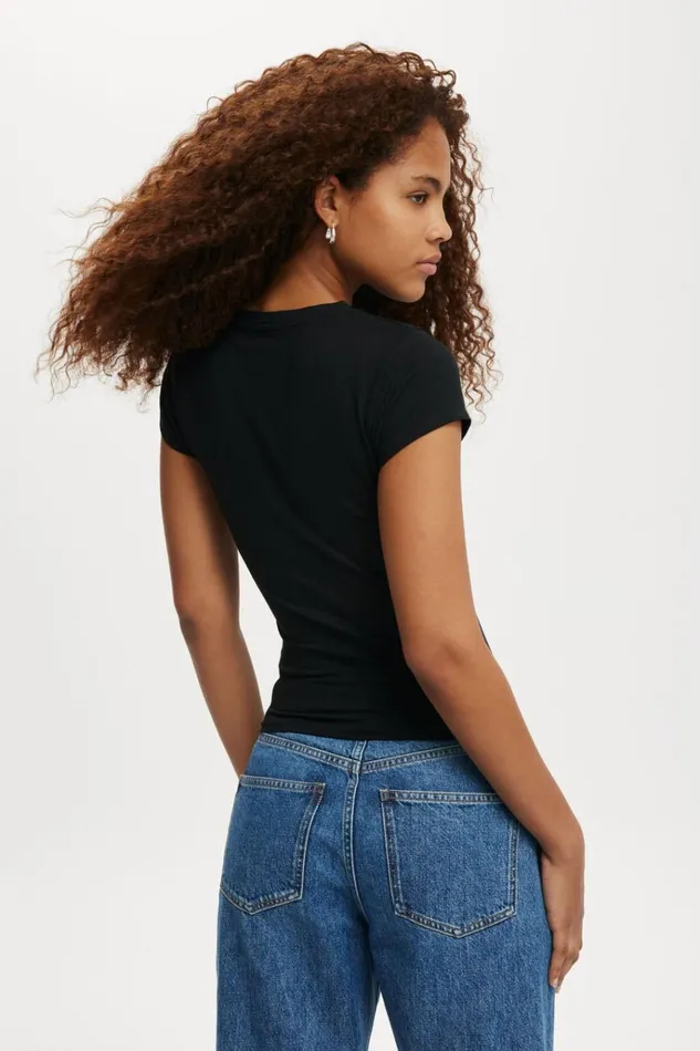 Women Tops Cotton On All Day Crew Tee Black