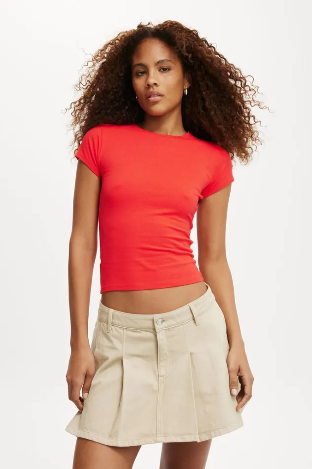 Women Tops Cotton On All Day Crew Tee Racer Red