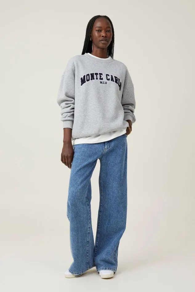 Women Tops Cotton On Classic Fleece Graphic Crew Sweatshirt Monte Carlo Grey Marle Women Tops Cotton On Classic Fleece Graphic Crew Sweatshirt Monte Carlo Grey Marle