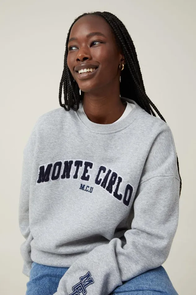 Women Tops Cotton On Classic Fleece Graphic Crew Sweatshirt Monte Carlo Grey Marle Women Tops Cotton On Classic Fleece Graphic Crew Sweatshirt Monte Carlo Grey Marle
