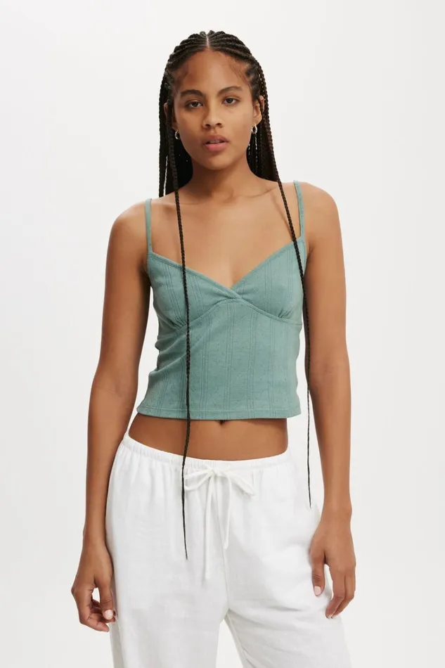 Women Tops Cotton On Darcie Strappy Cami Jaded Green