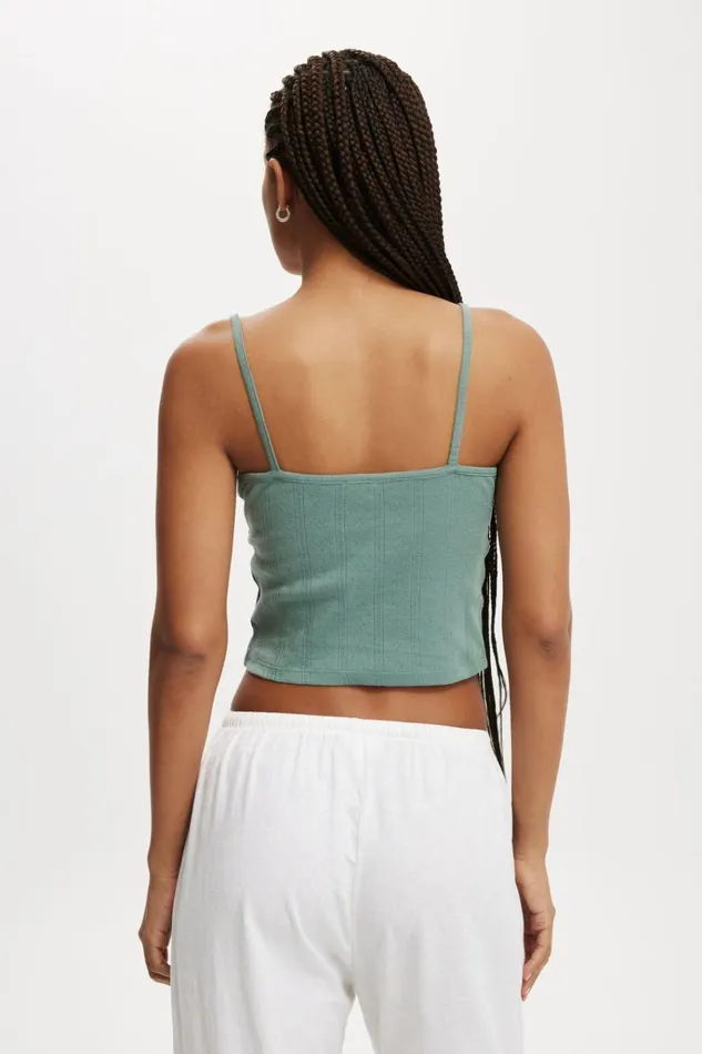Women Tops Cotton On Darcie Strappy Cami Jaded Green