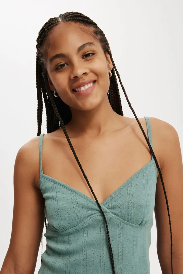 Women Tops Cotton On Darcie Strappy Cami Jaded Green