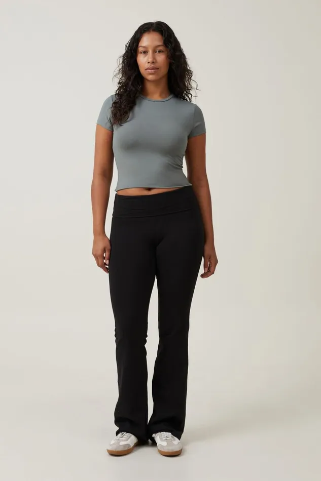Women Tops Cotton On Luxe Crew Neck Short Sleeve Top Khaki