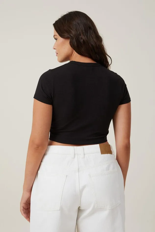Women Tops Cotton On Micro Crop Tee Black Women Tops Cotton On Micro Crop Tee Black