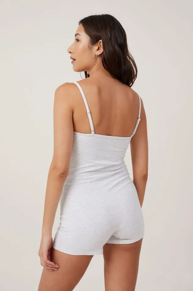Women Tops Cotton On Peached Jersey Boyleg Romper Light Grey Marle