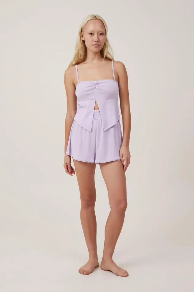 Women Tops Cotton On Pointelle Sleep Split Front Cami Lilac Breeze