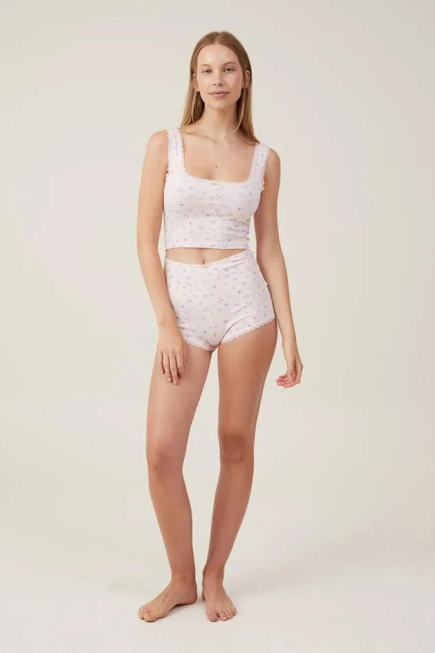 Women Tops Cotton On Rib Lace Tank Maeve Disty Pink Women Tops Cotton On Rib Lace Tank Maeve Disty Pink