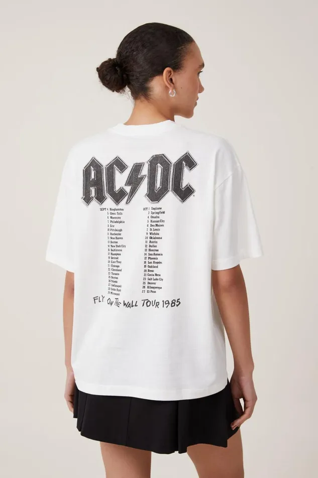 Women Tops Cotton On The Lcn Boxy Graphic Tee Lcn Per Acdc 1985 Tour Vintage White Women Tops Cotton On The Lcn Boxy Graphic Tee Lcn Per Acdc 1985 Tour Vintage White