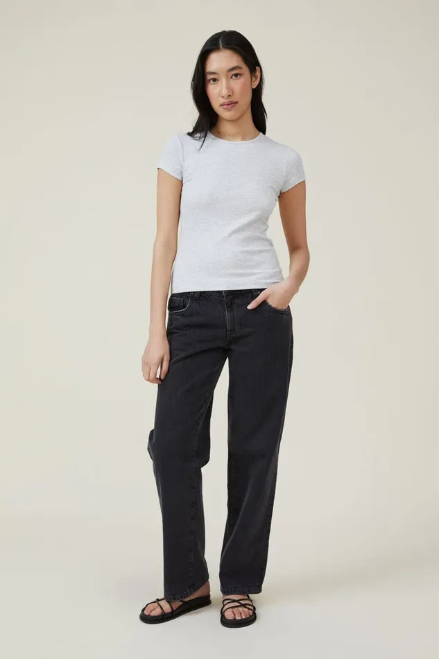Women Tops Cotton On The One Organic Rib Crew Short Sleeve Tee Light Grey Marle Women Tops Cotton On The One Organic Rib Crew Short Sleeve Tee Light Grey Marle