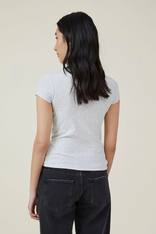 Women Tops Cotton On The One Organic Rib Crew Short Sleeve Tee Light Grey Marle Women Tops Cotton On The One Organic Rib Crew Short Sleeve Tee Light Grey Marle